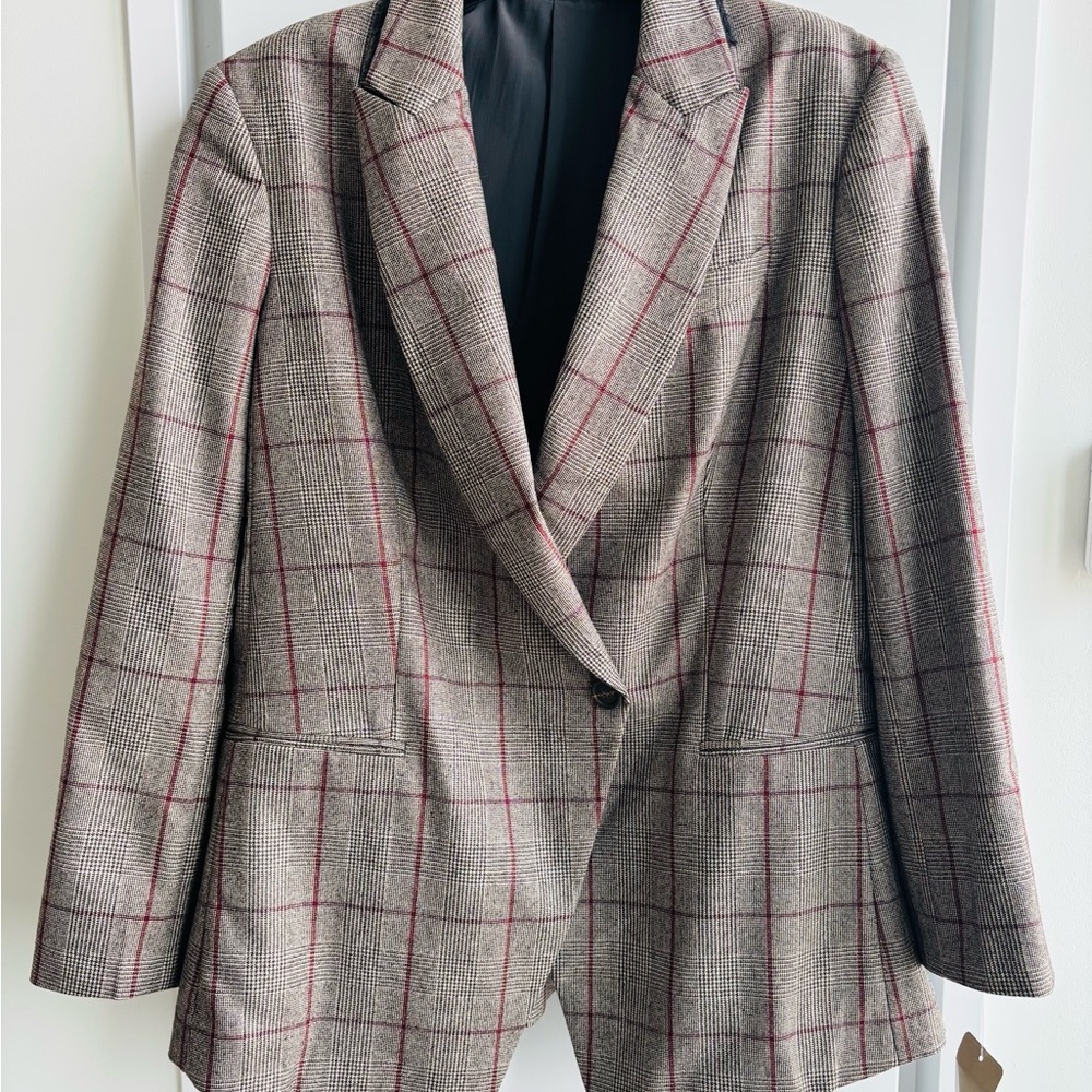 Brunello Cucinelli Cream Checkered Jacket 48EU (with matching pants 46EU)